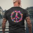 Peace Love Hippie Costume Tie Die 60S 70S Yoga Outfit Men's T-shirt Back Print Gifts for Old Men