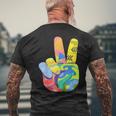 Peace Sign Hand Tie Dye Hippie 60S 70S 80S Boys Girls Men's T-shirt Back Print Gifts for Old Men