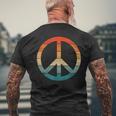 Peace Sign Vintage Distressed Anti War Freedom Retro Men's T-shirt Back Print Gifts for Old Men