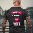 Personalisiertes Kurzärmliges Herren-T-Kurzärmliges Herren-T-Shirt Beste Jenny der Welt in Schwarz, Unikat Design Geschenke für alte Männer