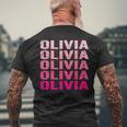 Personalized Name Olivia I Love Olivia Pink Vintage Men's T-shirt Back Print Gifts for Old Men