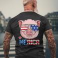 Pig 4Th Of July Merica American Flag Sunglasses Men's T-shirt Back Print Gifts for Old Men