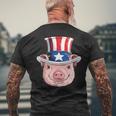 Pig 4Th Of July Uncle Sam American Flag Hat Men's T-shirt Back Print Gifts for Old Men