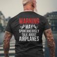 Pilot Warning May Spontaneously Talk About Airplanes Mens Back Print T-shirt Gifts for Old Men