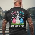 Pink Or Blue We Love You Gender Reveal Easter Bunny Dad Mom Men's T-shirt Back Print Gifts for Old Men