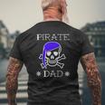 Pirate Dad Jolly Roger Skull Bones Ship Father Mens Back Print T-shirt Gifts for Old Men