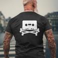 Pirate Radio Cassette Tape Skull Crossbones Retro Vinyl Dj Mens Back Print T-shirt Gifts for Old Men