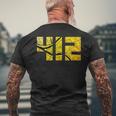 Pittsburgh 412 Black And Yellow City Street Map Men's T-shirt Back Print Gifts for Old Men