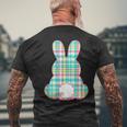 Plaid Pastel Multi Color Gingham Check Easter Bunny Men's T-shirt Back Print Gifts for Old Men