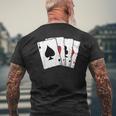 Poker Cards Four Aces Poker Lovers Men's T-shirt Back Print Gifts for Old Men