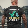 Promoted To Big Cousin 2024 Dinosaur T-Rex Pregnancy Reveal Men's T-shirt Back Print Gifts for Old Men