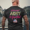 Proud Army Auntie Camo Us Flag Dog Tags Pride Military Aunt Men's T-shirt Back Print Gifts for Old Men
