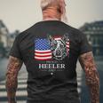 Proud Cattle Dog Heeler Dad American Flag Patriotic Dog Mens Back Print T-shirt Gifts for Old Men