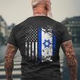 Proud Israeli Usa Flag Patriotic Pride American Israel Flag Mens Back Print T-shirt Gifts for Old Men