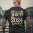 Proud Lil Brother Of A 2024 Graduate Graduation Senior 2024 Men's T-shirt Back Print Gifts for Old Men