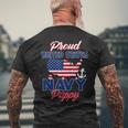 Proud Navy Pappy Us Flag Family S Army Military Mens Back Print T-shirt Gifts for Old Men