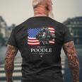 Proud Poodle Dad American Flag Patriotic Dog Mens Back Print T-shirt Gifts for Old Men