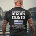 Proud Security Guard Dad Father Thin Blue Line American Flag Men's T-shirt Back Print Gifts for Old Men