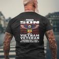 Proud Son Of A Vietnam Veteran Ribbon Military Family Mens Back Print T-shirt Gifts for Old Men