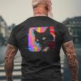 Psychedelic Weirdcore Cat Vaporwave Aesthetic Trippy Men's T-shirt Back Print Gifts for Old Men