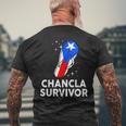 Puerto Rico Hispanic Heritage Month Chancla Survivor Rican Men's T-shirt Back Print Gifts for Old Men