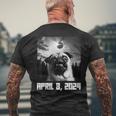 Pug Taking Selfie Totality 04 08 24 Total Solar Eclipse 2024 Men's T-shirt Back Print Gifts for Old Men