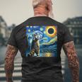 Raccoon Total Solar Eclipse 2024 Van Gogh Raccoon Glasses Men's T-shirt Back Print Gifts for Old Men