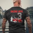 Racing Into 3Rd Birthday Race Car 3 Year Old Toddler Boy Men's T-shirt Back Print Gifts for Old Men