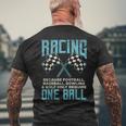 Racing One Ball Checkered Flag Race Car Driver Racer Men's T-shirt Back Print Gifts for Old Men