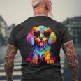 Rainbow Cute Dog Wearing Glasses Heart Puppy Love Dog Men's T-shirt Back Print Gifts for Old Men