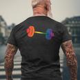 Rainbow Dumbbell For Gay Gym Owners And Lgbtq Fitness Mens Back Print T-shirt Gifts for Old Men