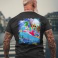 Rainbow Space Galaxy Cat On Flamingo Dolphin Men's T-shirt Back Print Gifts for Old Men