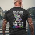 Rare Disease Warrior Unicorn Rare Disease Awareness Men's T-shirt Back Print Gifts for Old Men