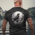 Raven Full Moon Gothic Witchy Crow Roses Mystical Men's T-shirt Back Print Gifts for Old Men