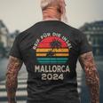 Reif Für Der Island Mallorca 2024 Palm Trees Sunset Outfit T-Shirt mit Rückendruck Geschenke für alte Männer
