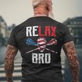 Relax Bro Lacrosse American Flag Lax Lacrosse Player Men's T-shirt Back Print Gifts for Old Men