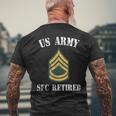 Retired Army Sergeant First Class Military Veteran Retiree Mens Back Print T-shirt Gifts for Old Men