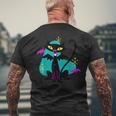 Retro Atomic Age Mid Century Vampire Black Cat W Bat Wings Men's T-shirt Back Print Gifts for Old Men