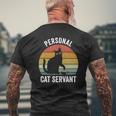 Retro Ca Black Cat Personal Cat Servant Cat Lover Mens Back Print T-shirt Gifts for Old Men