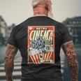 Retro Cinema Poster Popcorn Camera Film T-Shirt mit Rückendruck Geschenke für alte Männer