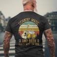 Retro Country Music And Beer That's Why I'm Here Vintage Men's T-shirt Back Print Gifts for Old Men