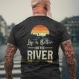 Retro Kayaking Life Is Better On The River Men's T-shirt Back Print Gifts for Old Men