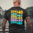 Retro Taylor First Name Girls Name Personalized Groovy Men's T-shirt Back Print Gifts for Old Men