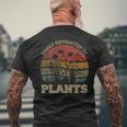 Retro Vintage Easily Distracted By Plants For Plants Lover Men's T-shirt Back Print Gifts for Old Men