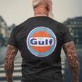 Retro Vintage Gas Station Gulf Motor Oil Car Bikes Garage Men's T-shirt Back Print Gifts for Old Men