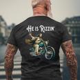 Rizzen Rizz He Is Rizzin Jesus Riding Motorcycle Men's T-shirt Back Print Gifts for Old Men