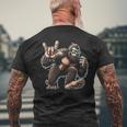 Rock And Roll Big Foot Dancing Sasquatch With Sunglass Men's T-shirt Back Print Gifts for Old Men