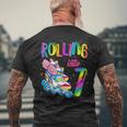 Rolling Into 7 Years Let's Roll I'm Turning 7 Roller Skate Men's T-shirt Back Print Gifts for Old Men