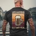 Root Beer Lovers Life Happens Root Beer Helps Men's T-shirt Back Print Gifts for Old Men