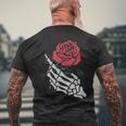 Rote Rose Weißes Skelett Hand Hält Eine Rote Rose T-Shirt mit Rückendruck Geschenke für alte Männer